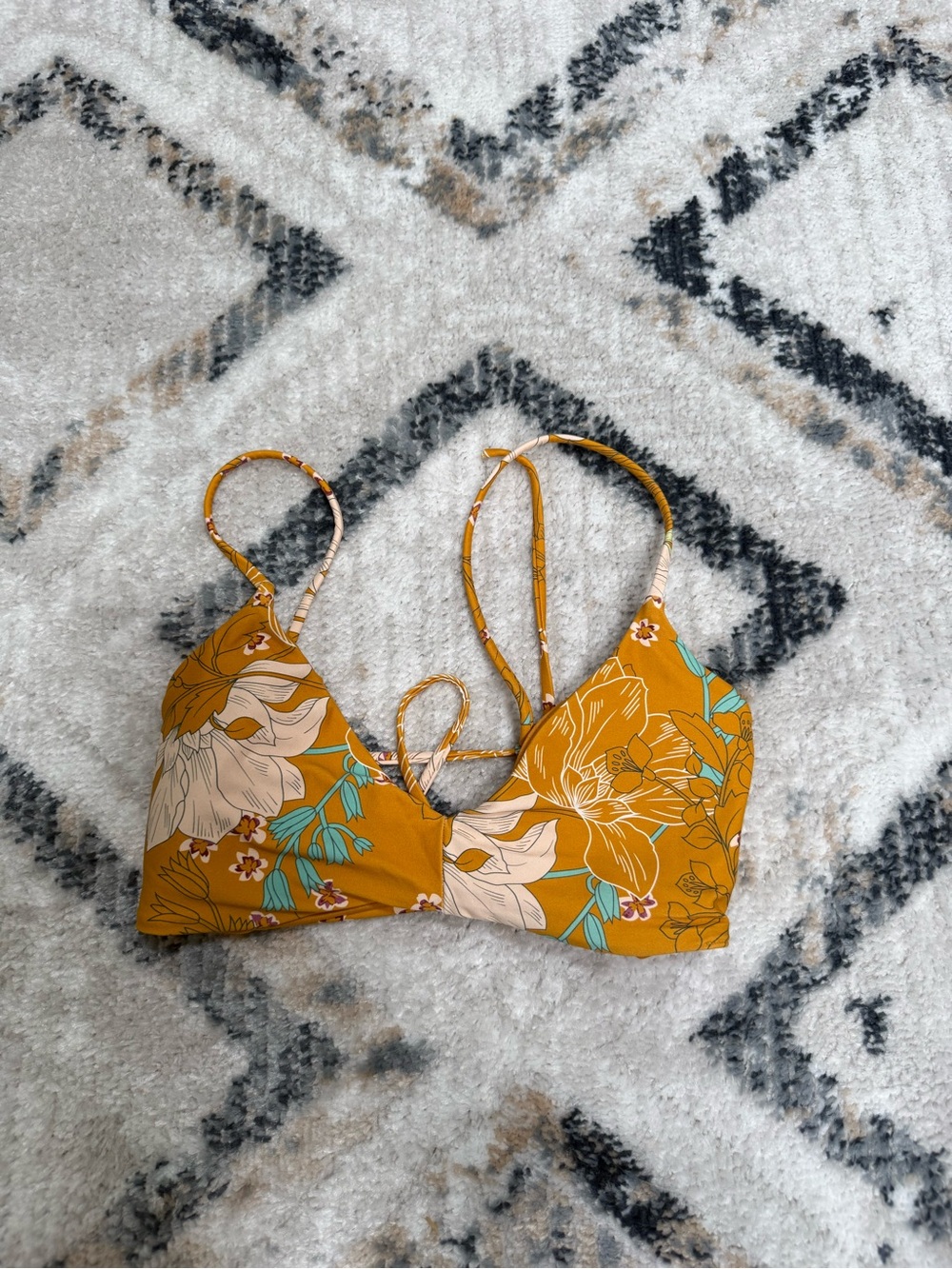 O’Neill Floral Triangle Bikini Top - Mustard